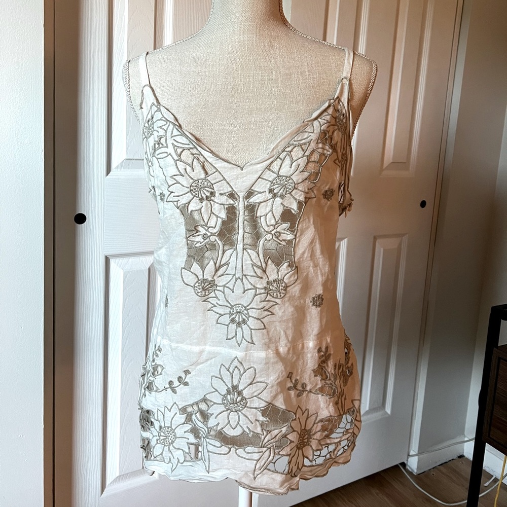 Free People Embroidered strappy tank